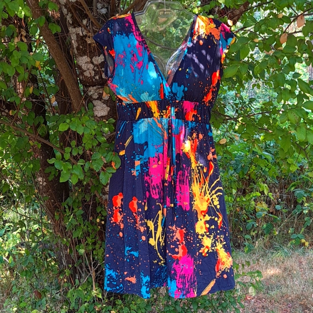 Sleeveless Paint Splatter Dress size S/M Never worn!